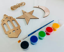 Load image into Gallery viewer, Paint Your Own Lantern Star Moon Banner | Wood Ramadan Eid Banner