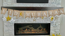 Load image into Gallery viewer, Eid Mubarak Burlap Banner with 14 Stars
