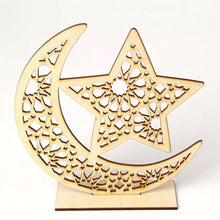 Load image into Gallery viewer, Laser Cut Wood Star &amp; Moon in a Geometric Design
