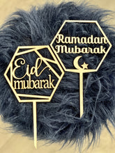 Load image into Gallery viewer, Wood Ramadan &amp; Eid Mubarak Cake Toppers!
