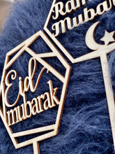 Load image into Gallery viewer, Wood Ramadan &amp; Eid Mubarak Cake Toppers!
